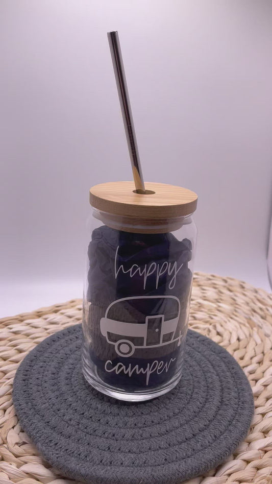 Happy Camper Glass Can Tumbler (Glass Only)