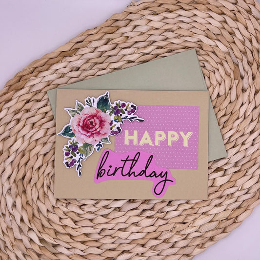 Purple Floral Happy Birthday