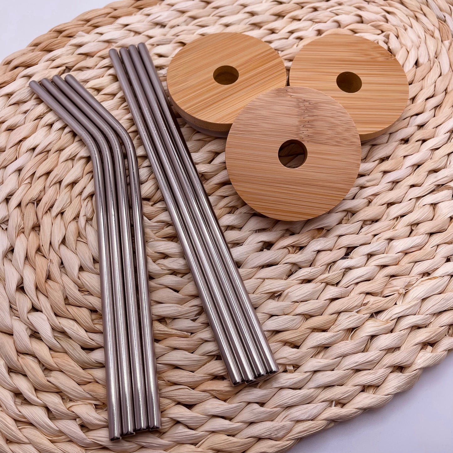 Bamboo Lid + Stainless Steel Straw