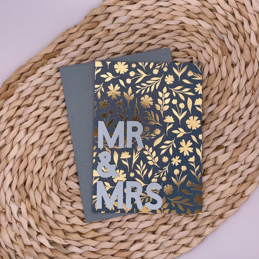 Teal Floral Mr and Mrs