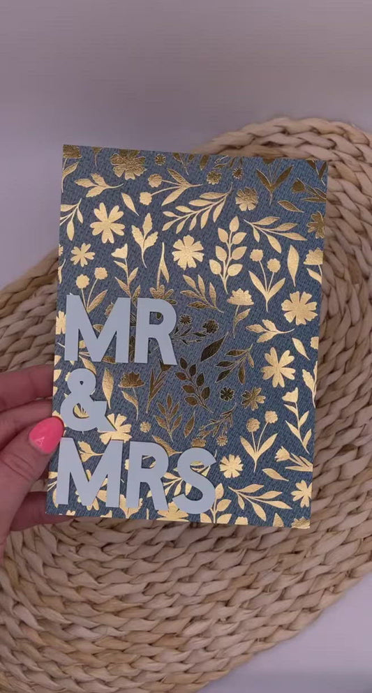 Teal Floral Mr and Mrs